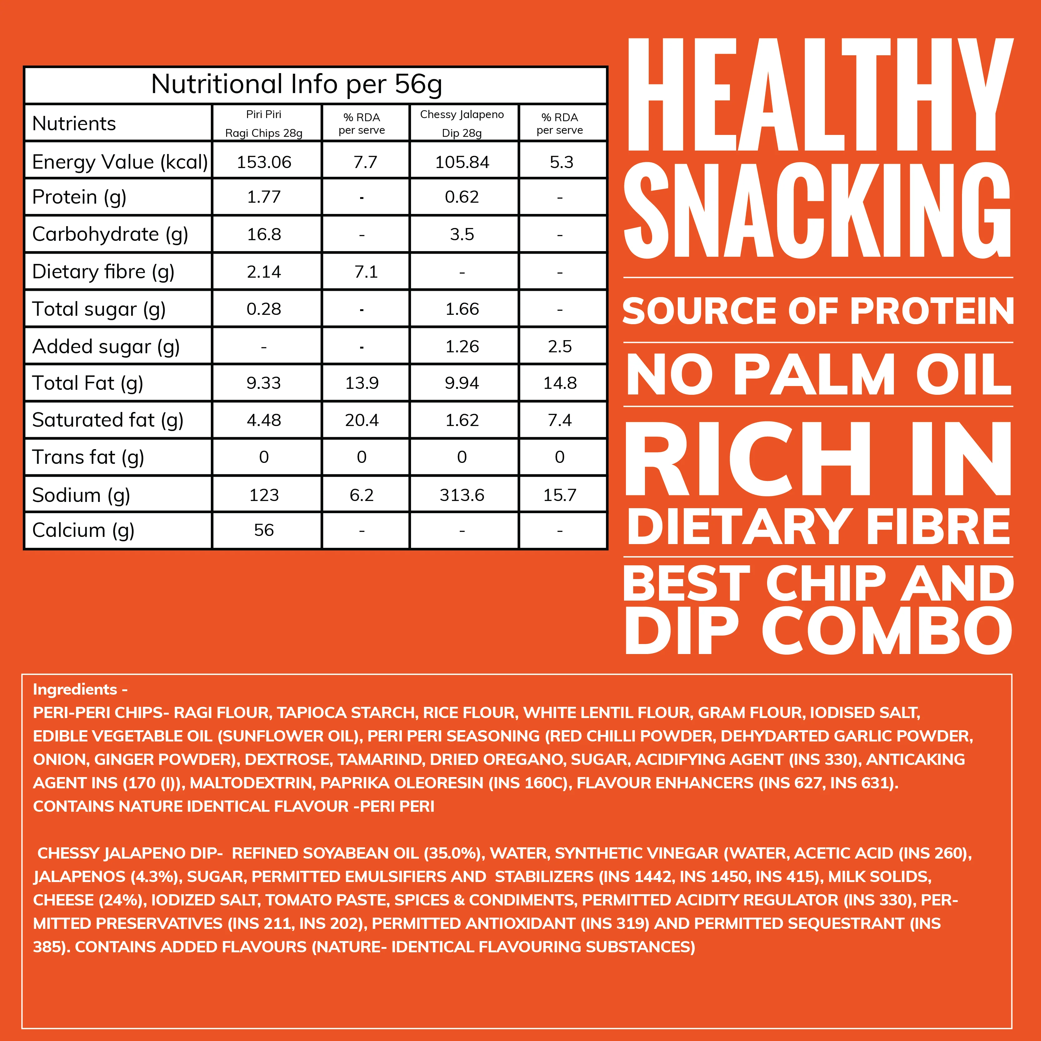 Dipsters - Cheesy Jalapeño Dip with Peri Peri Ragi Chips | Source of Protein - Image 3